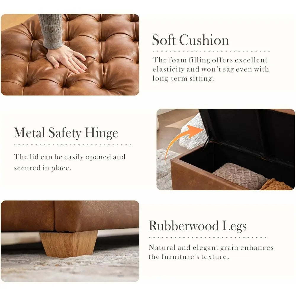 Storage Ottoman Bench for Bedroom & Entryway