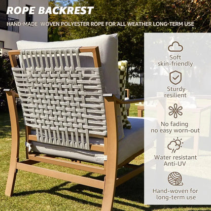 Modern Rope Patio Conversation Set - 4 Pieces