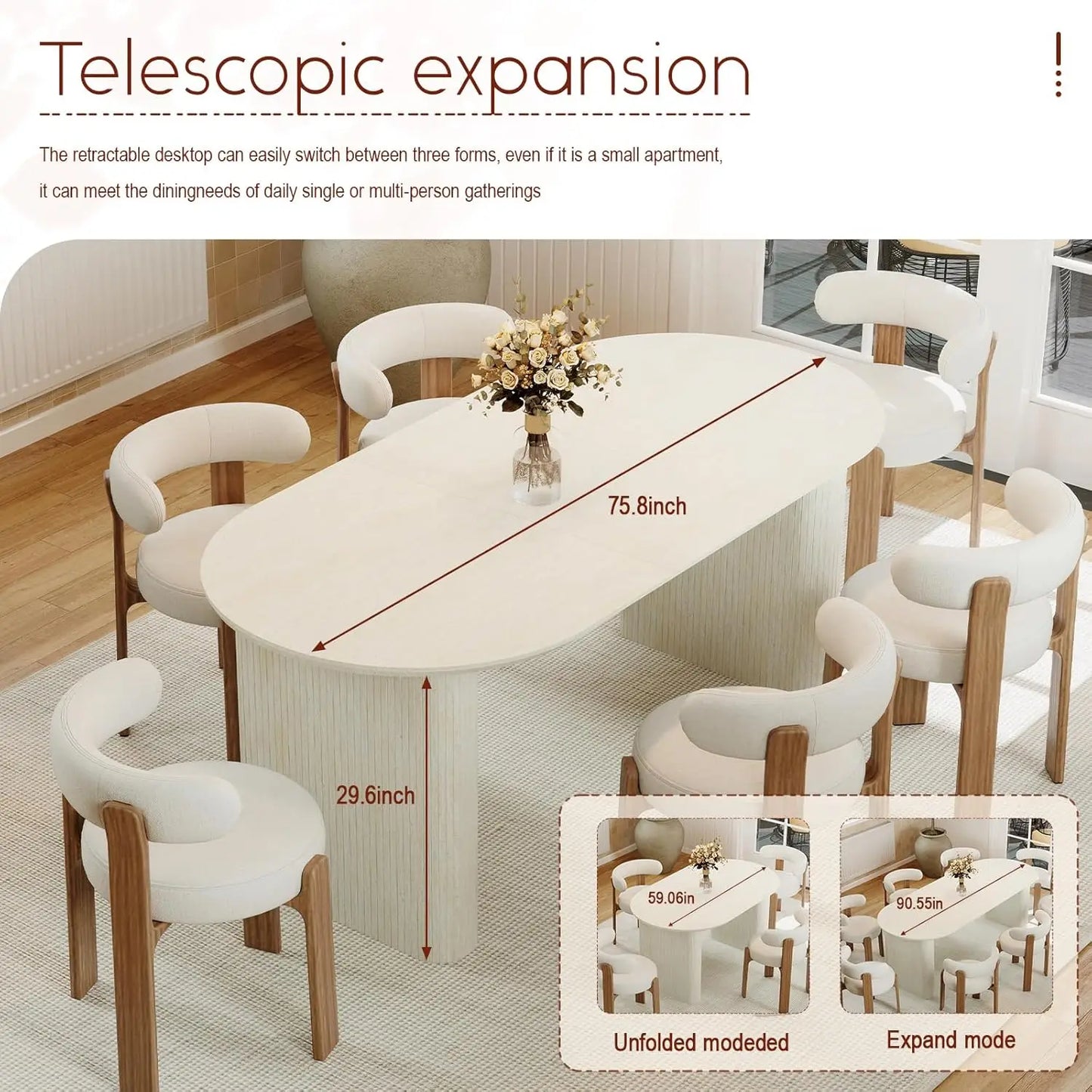 Expandable Dining Table with Flexible Seating Design