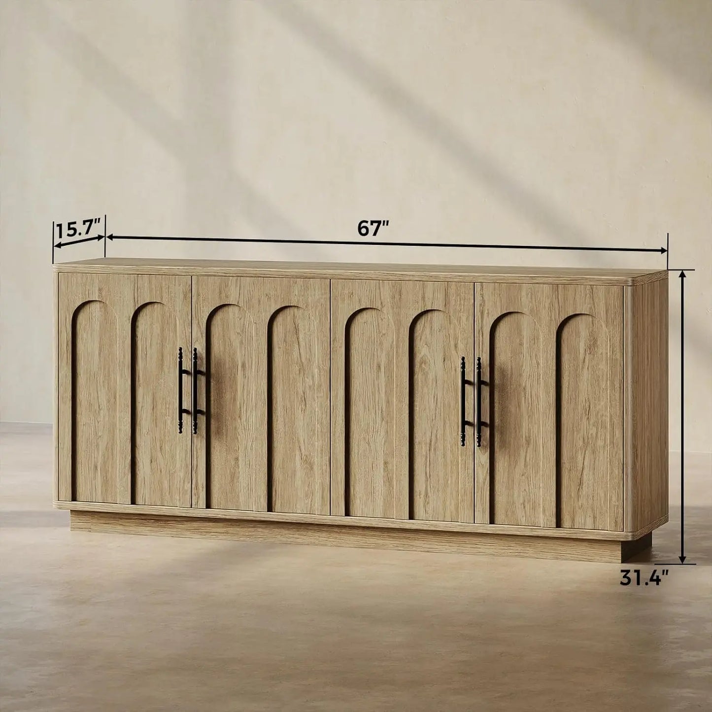 67" Modern Arched Sideboard Cabinet with 4 Doors