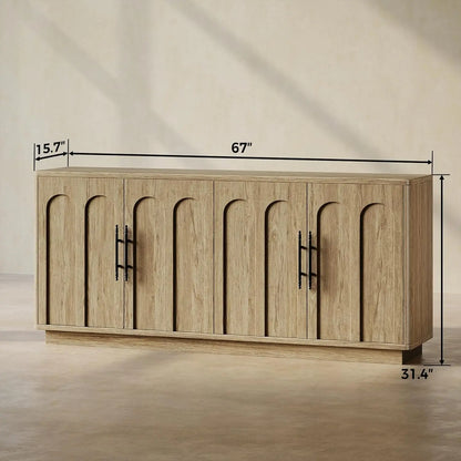 67" Modern Arched Sideboard Cabinet with 4 Doors