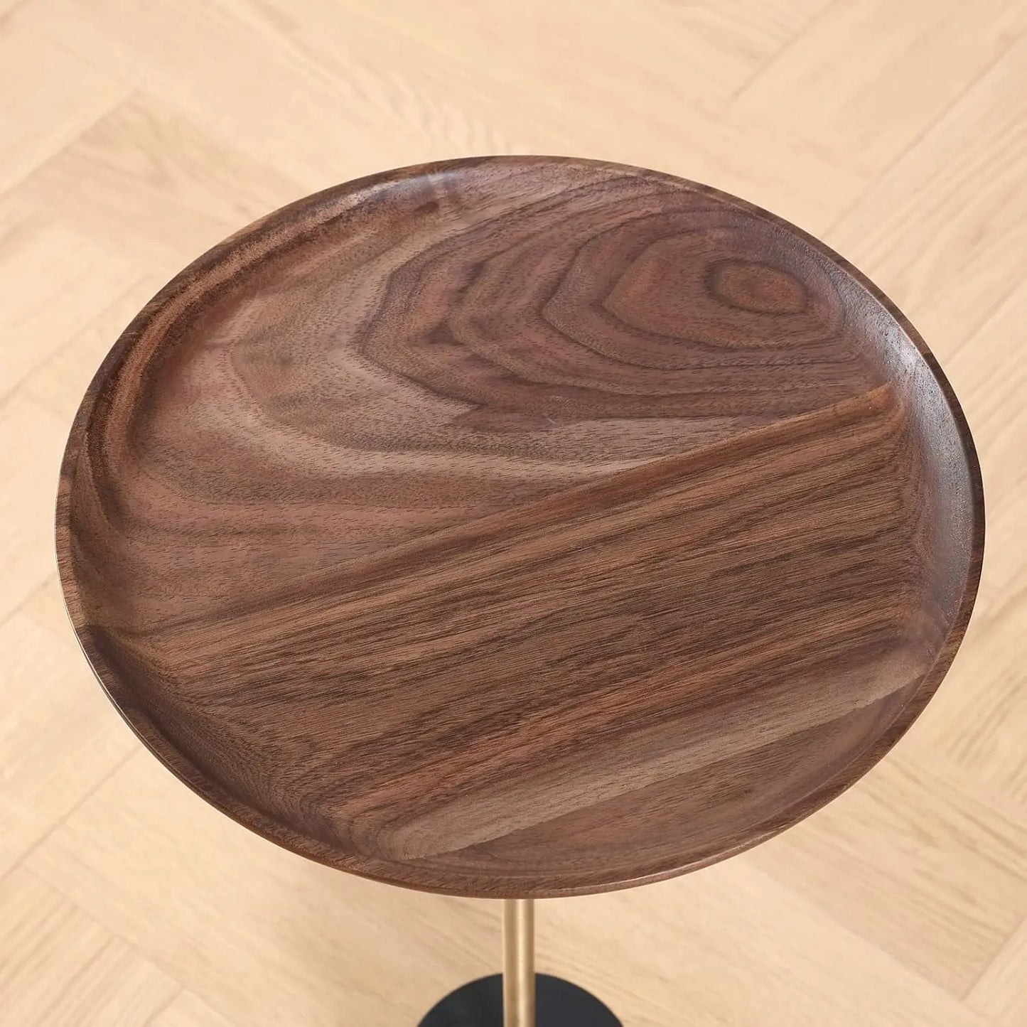 Round Pedestal Side Table with Wood Top