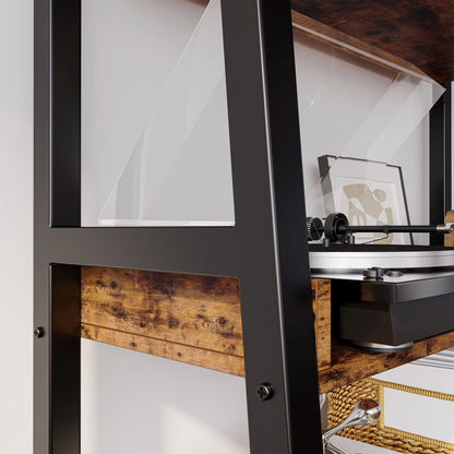 5-Tier Industrial Bookshelf with Safety Rails