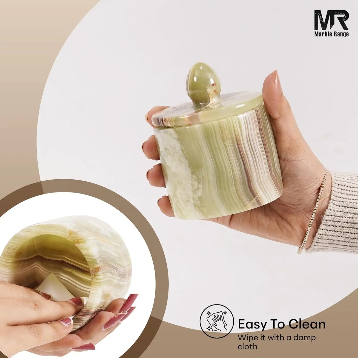 Green Onyx Marble Salt Cellar Set with Tray