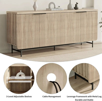 Modern Fluted Media Console with Storage