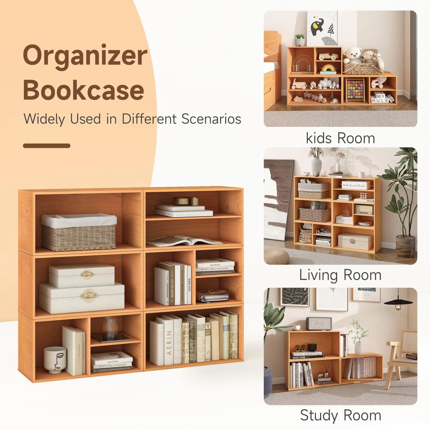 Mid Century Modular Storage Bookcase Cube