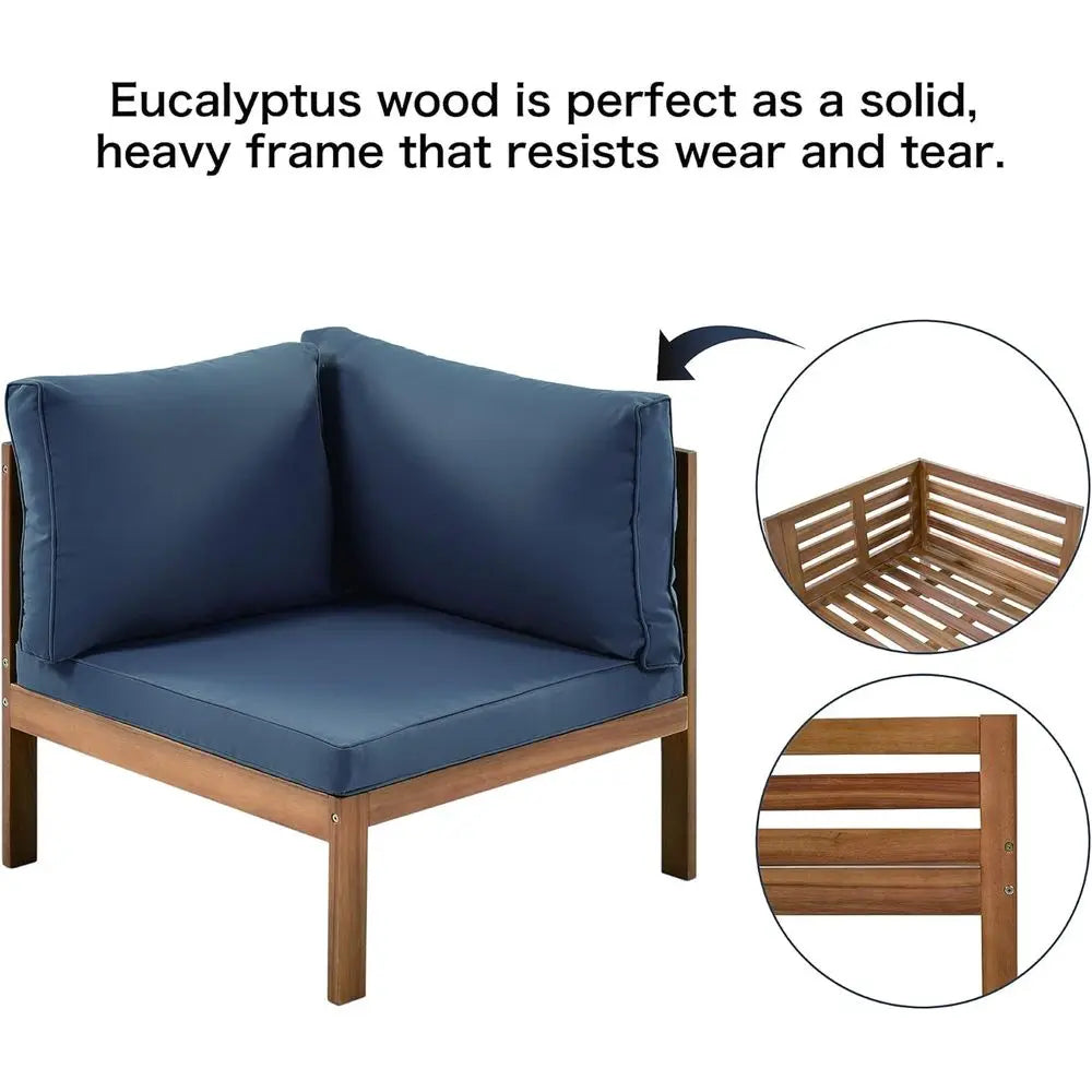 Outdoor Sofa Set with Acacia Wood and Cushioned Seating