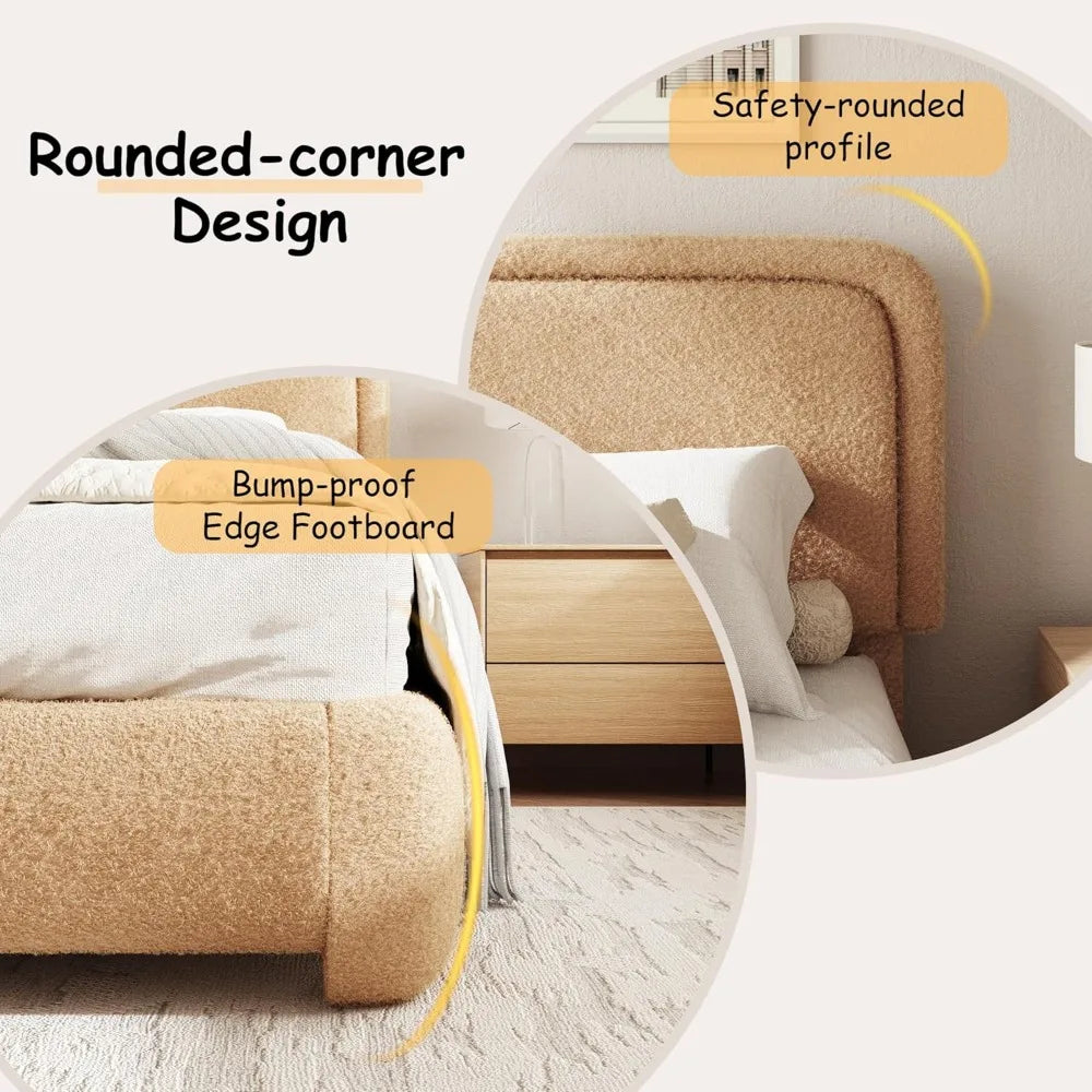 Bouclé Upholstered Queen Platform Bed