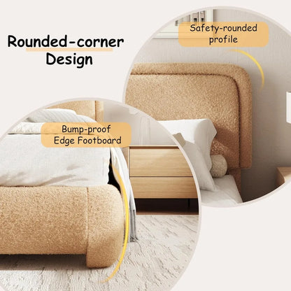 Bouclé Upholstered Queen Platform Bed