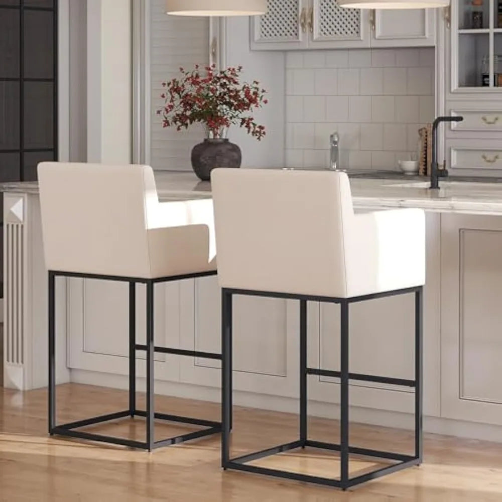 Modern Counter Height Bar Stools with Back (Set of 2)