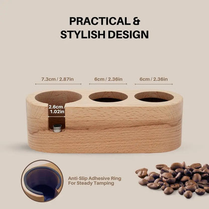 Beechwood Espresso Tamping Station with Barista Setup