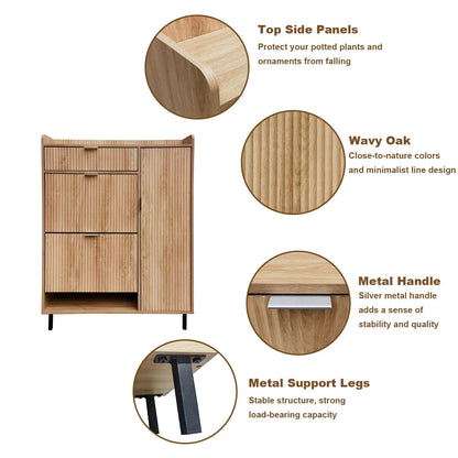 Shoe Storage Cabinet with Flip Drawers and Wave Design