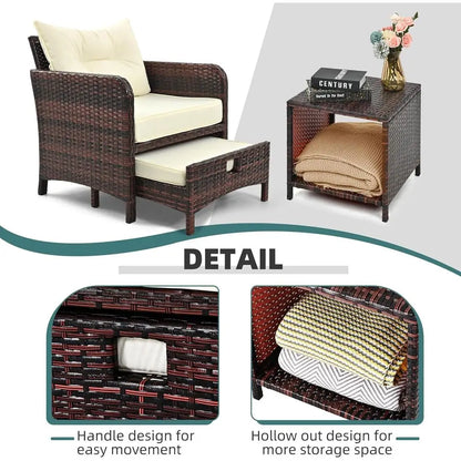 5-Piece Wicker Patio Conversation Set