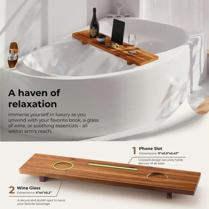 Acacia Wood Bathtub Tray for Spa-Like Relaxation