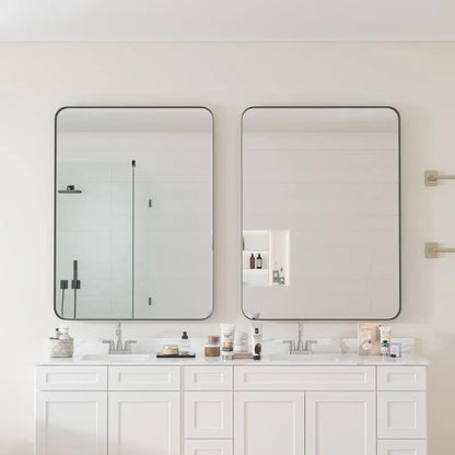 Black Metal Rectangular Wall Mirror, 30" × 40"