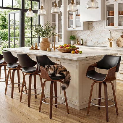 Swivel Counter Height Bar Stools with Wood Frame