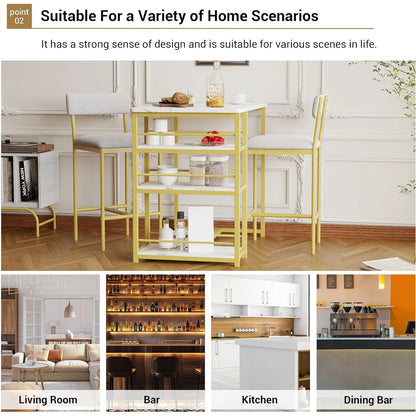 3-Piece Counter Height Dining Set with Storage