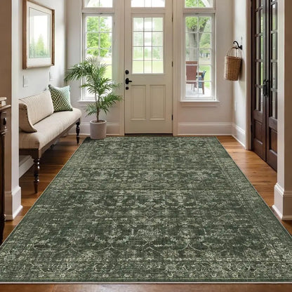 Vintage Floral Faux Wool Area Rug