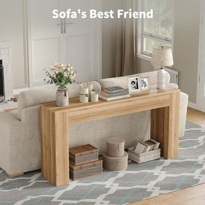 63” Natural Wood-Tone Console Table