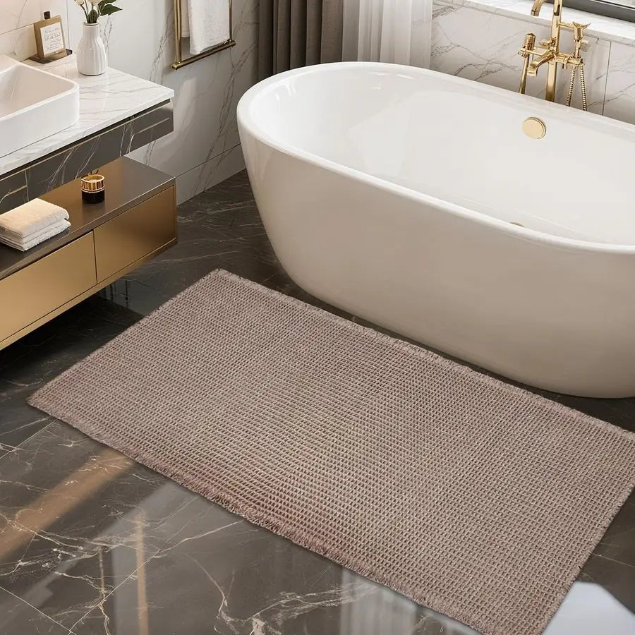 Textured Waffle Bath Mat With Plush Absorbency