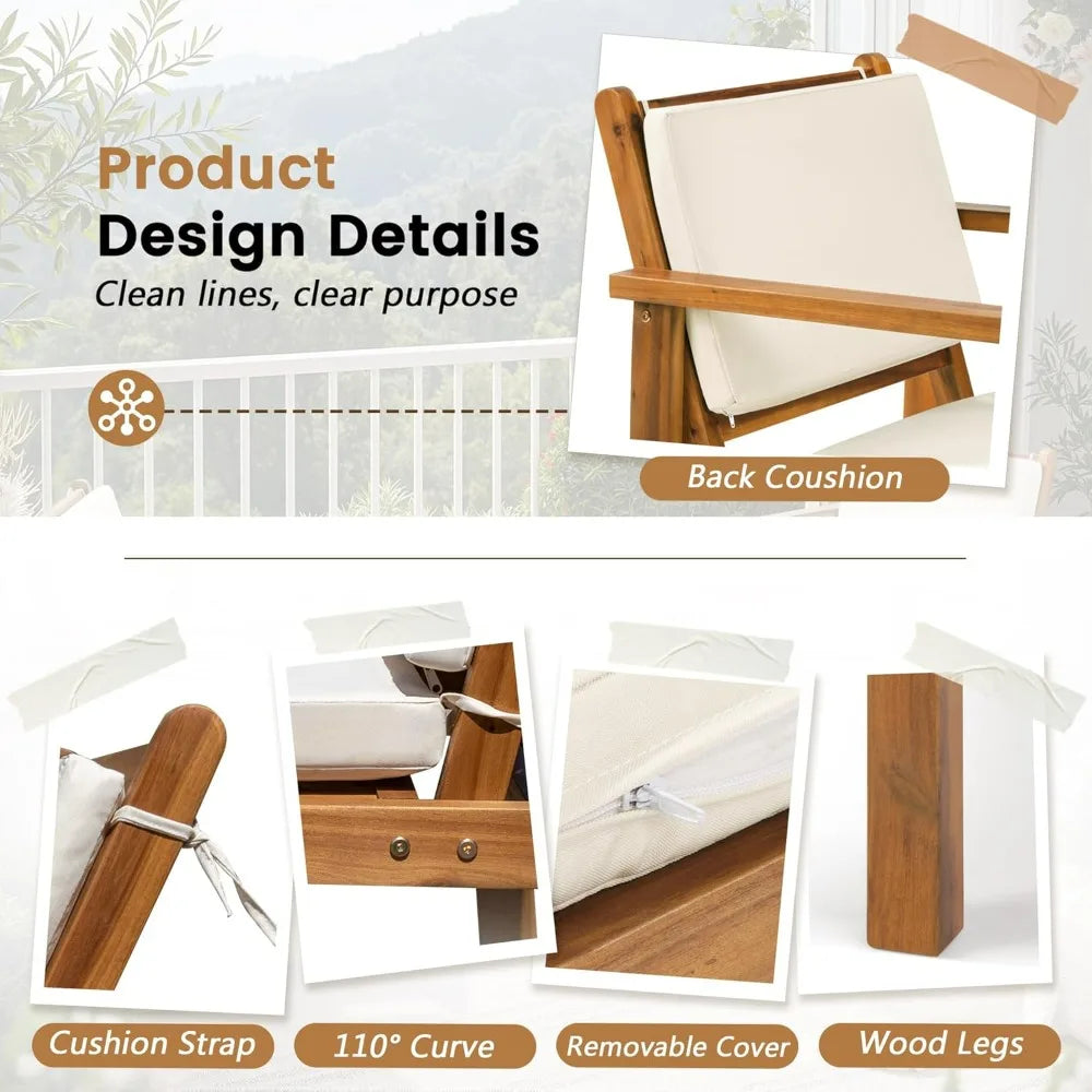 Acacia Wood Outdoor Bistro Conversation Set