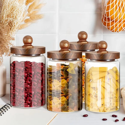 Airtight Glass Canister Set with Wood Lids