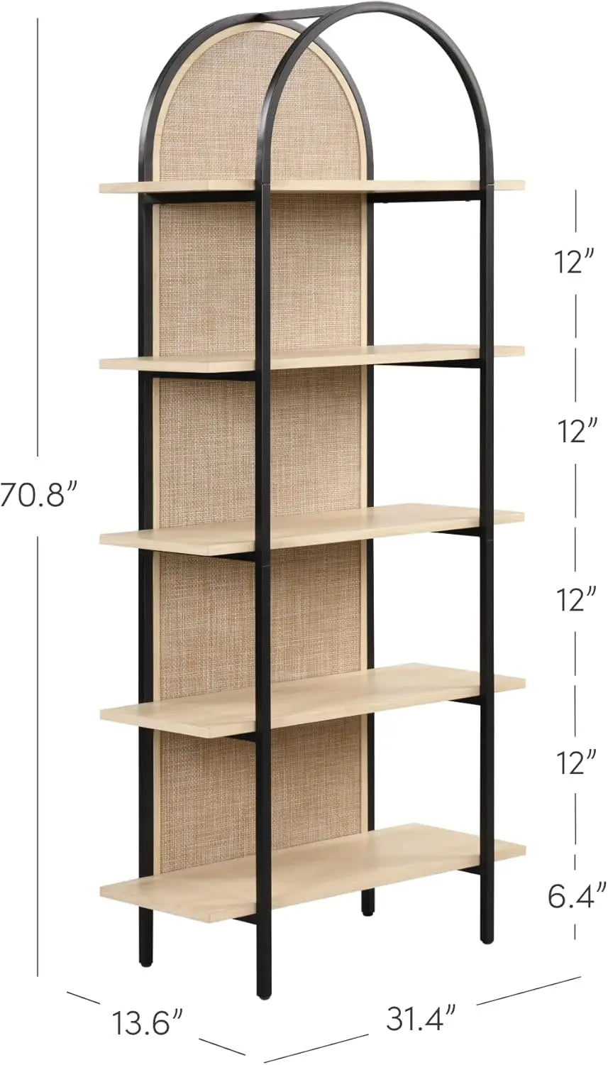 Amara Arched Rattan Etagere Bookshelf