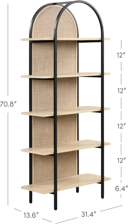 Amara Arched Rattan Etagere Bookshelf
