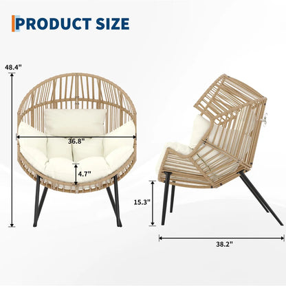 Oversized Wicker Lounge Chair with Plush Cushion