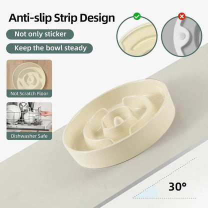 Elevated Slow Feeder Bowl Set with Wooden Stand