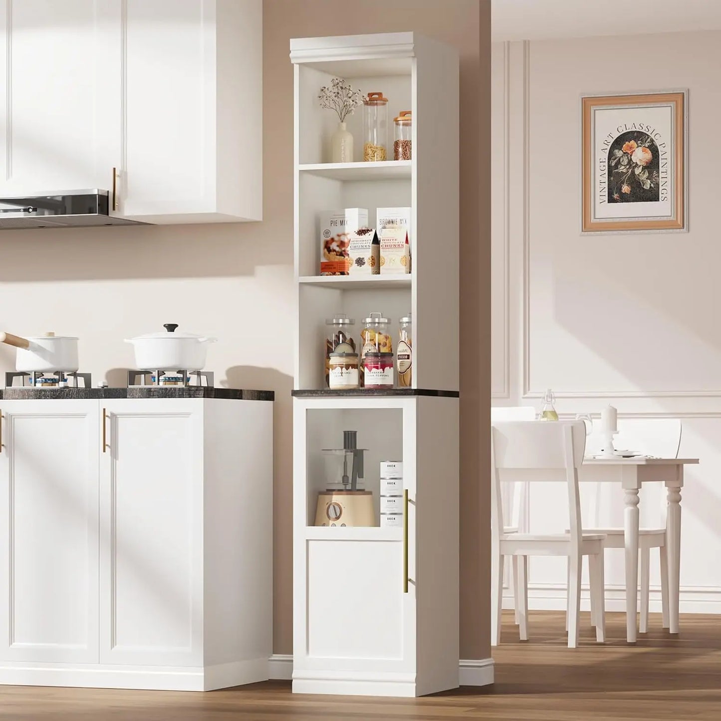 Slim Glass-Door Bathroom Storage Cabinet