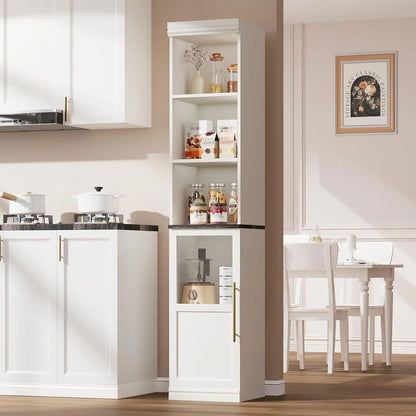 Slim Glass-Door Bathroom Storage Cabinet