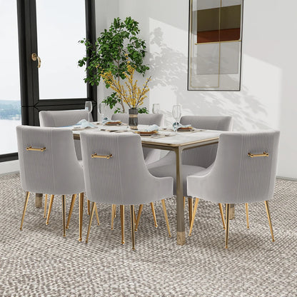 Upholstered Dining Chairs with Gold Metal Legs (Set of 6)