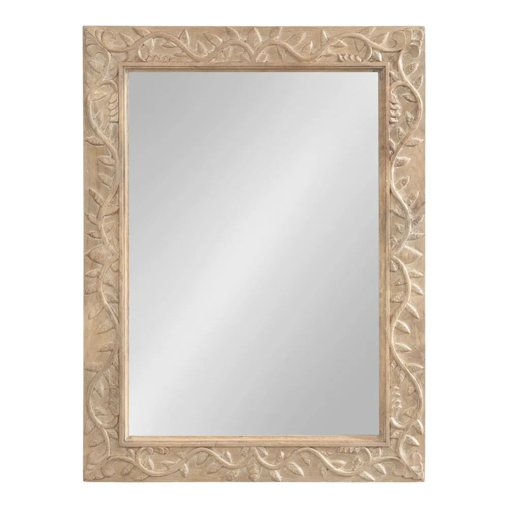 Carved Mango Wood Mirror With Decorative Frame Detail