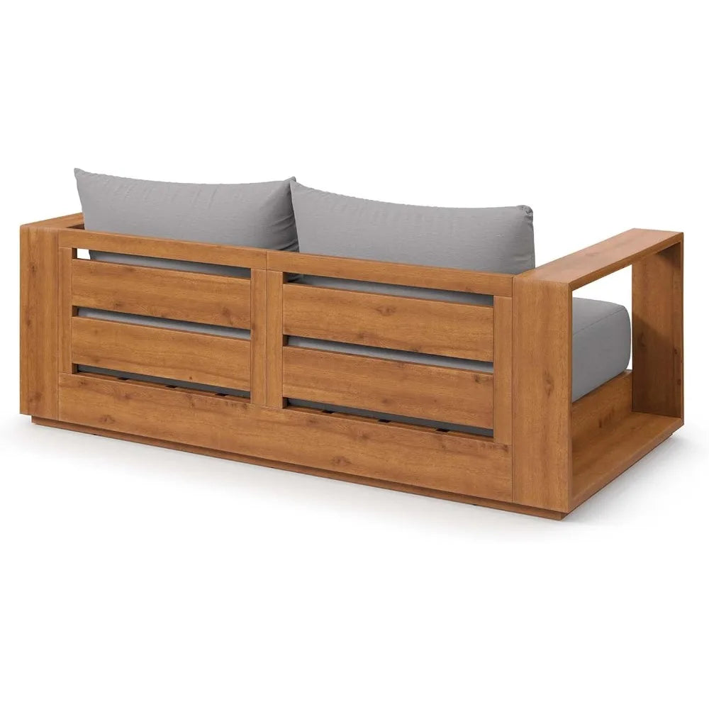 Modern Acacia Wood Outdoor Loveseat