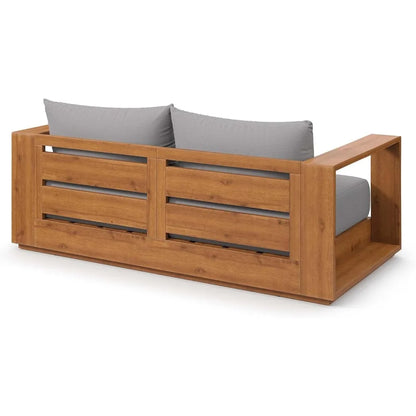 Modern Acacia Wood Outdoor Loveseat