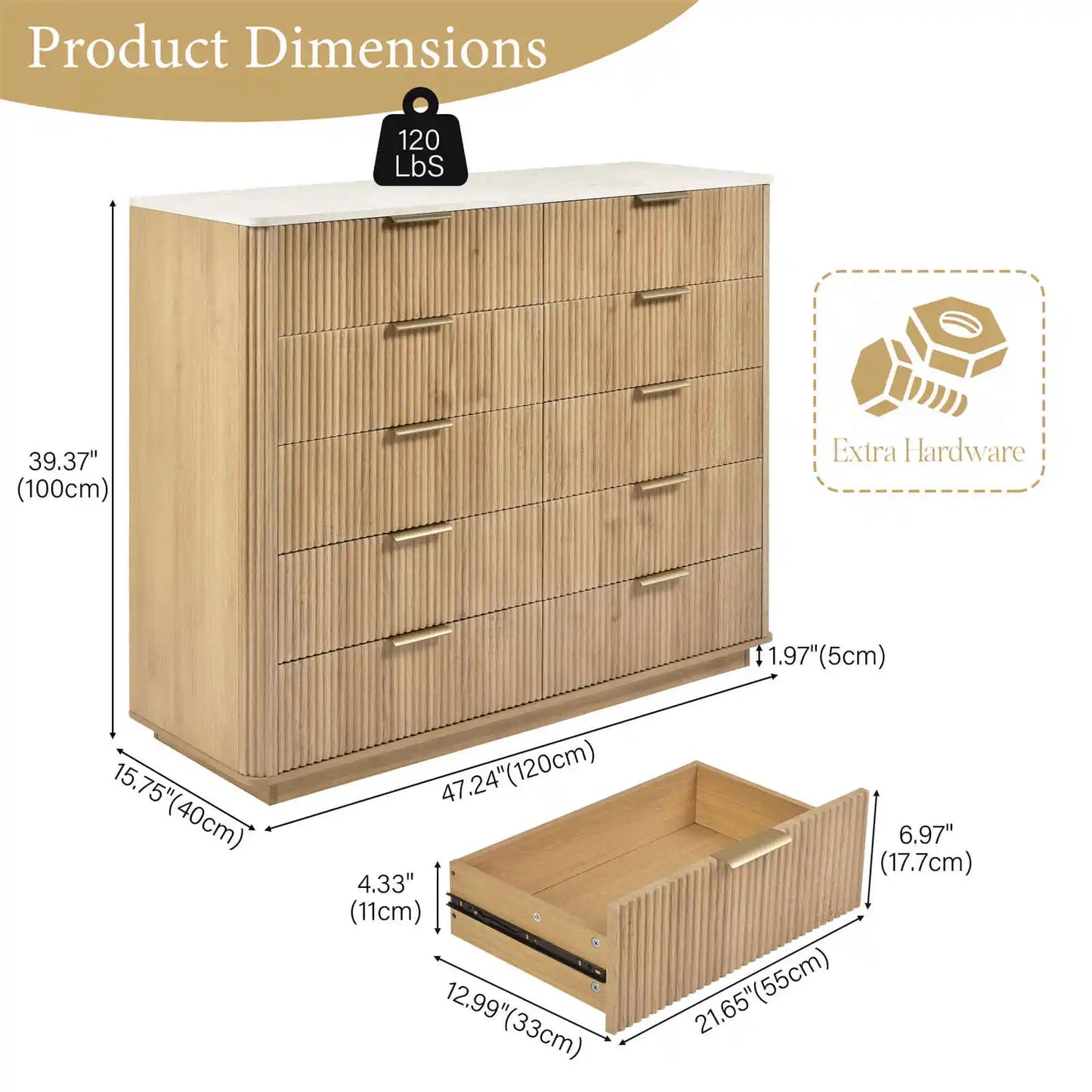 10-Drawer Mid-Century Inspired Dresser