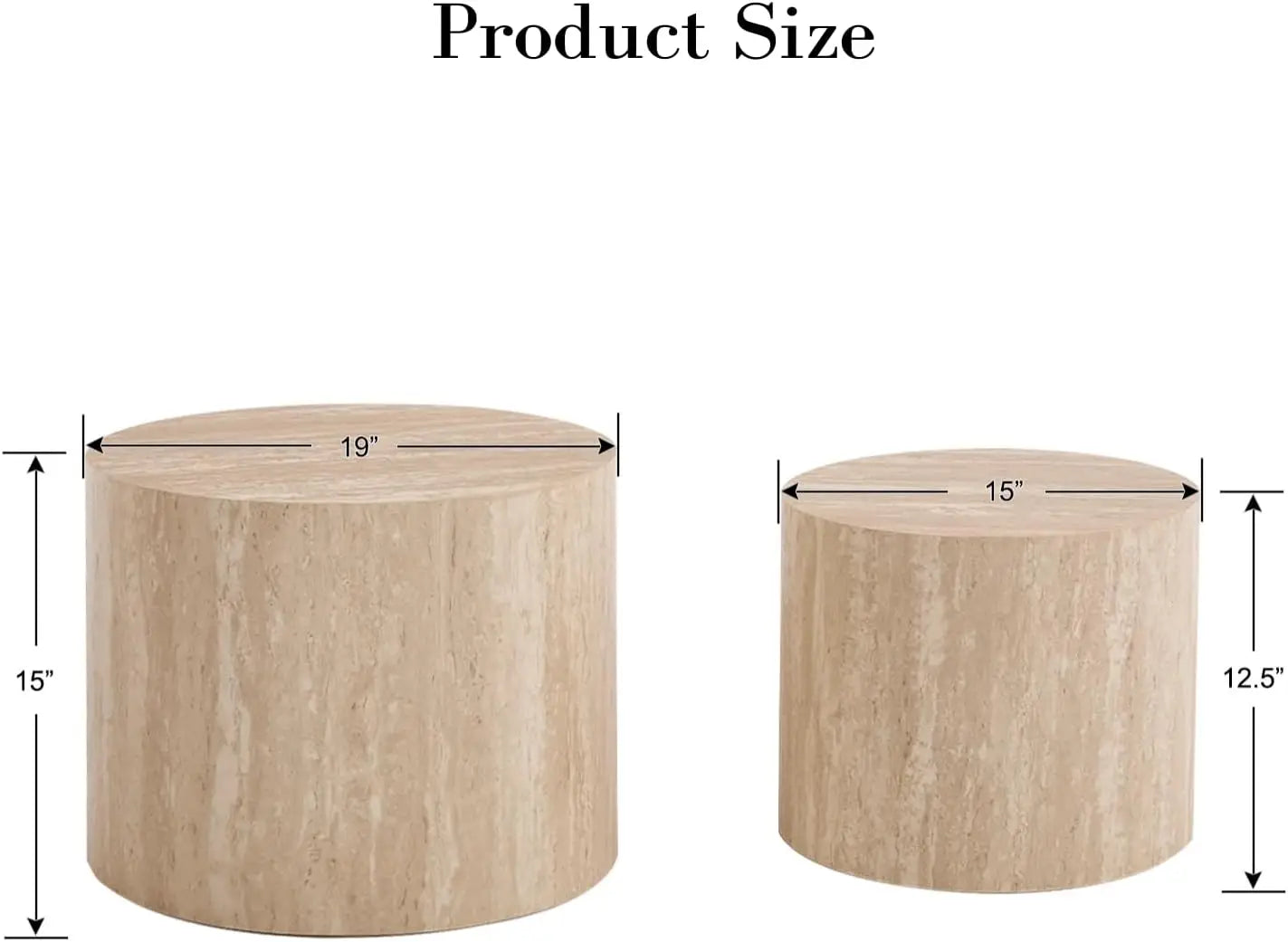 Round Wood Nesting Coffee Table Set