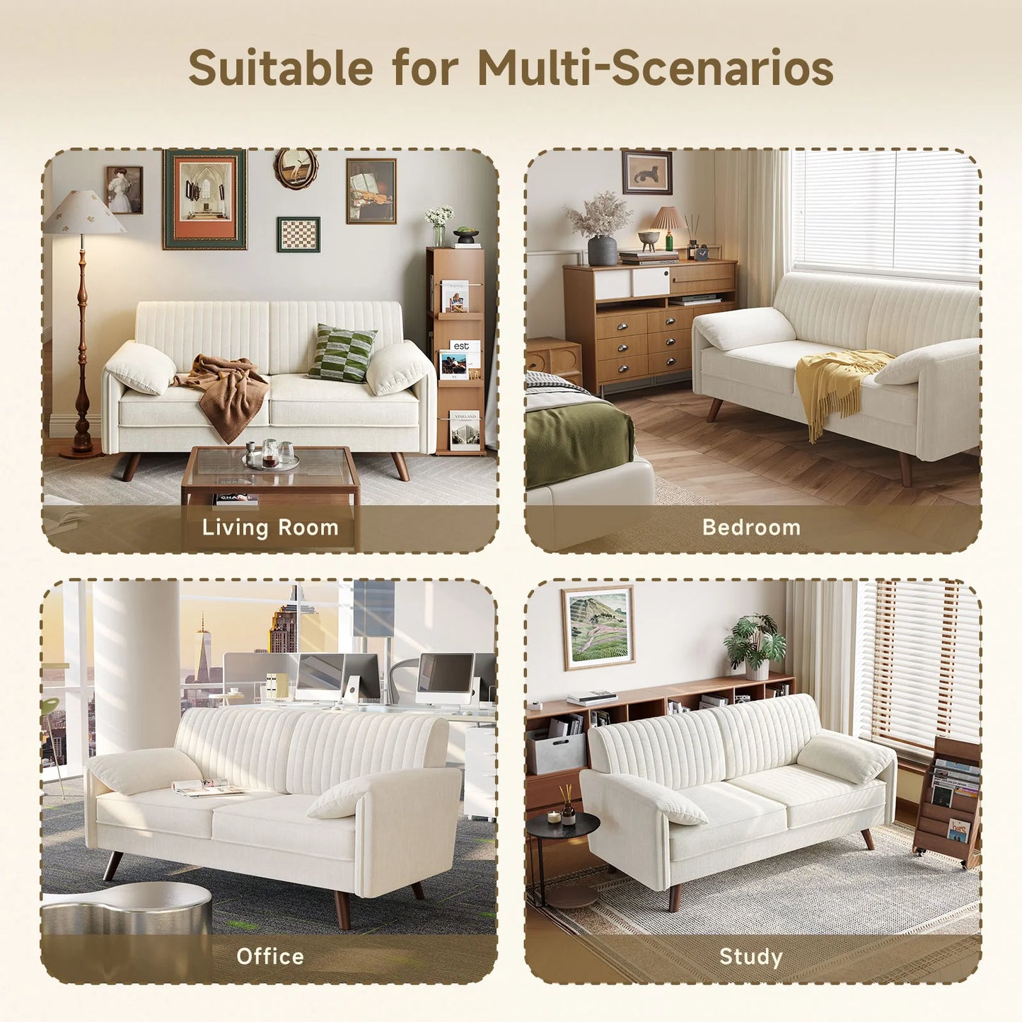 Chenille Loveseat Sofa with Compact Design and Deep Seating