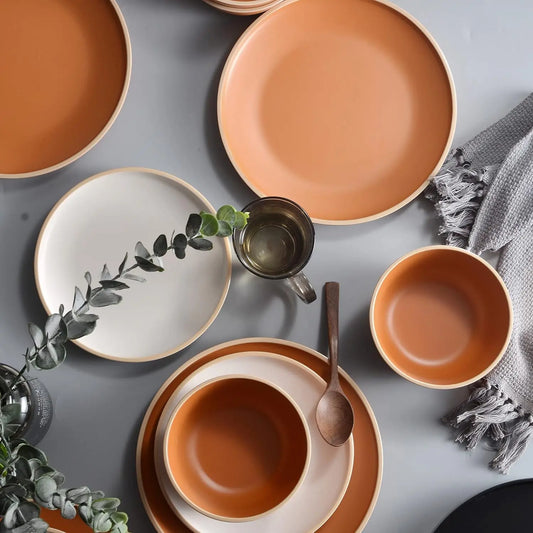 Terracotta Matte Melamine Dinnerware Set – Service for 4
