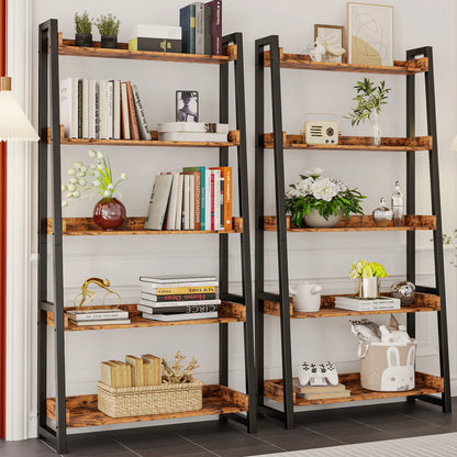5-Tier Industrial Bookshelf with Safety Rails