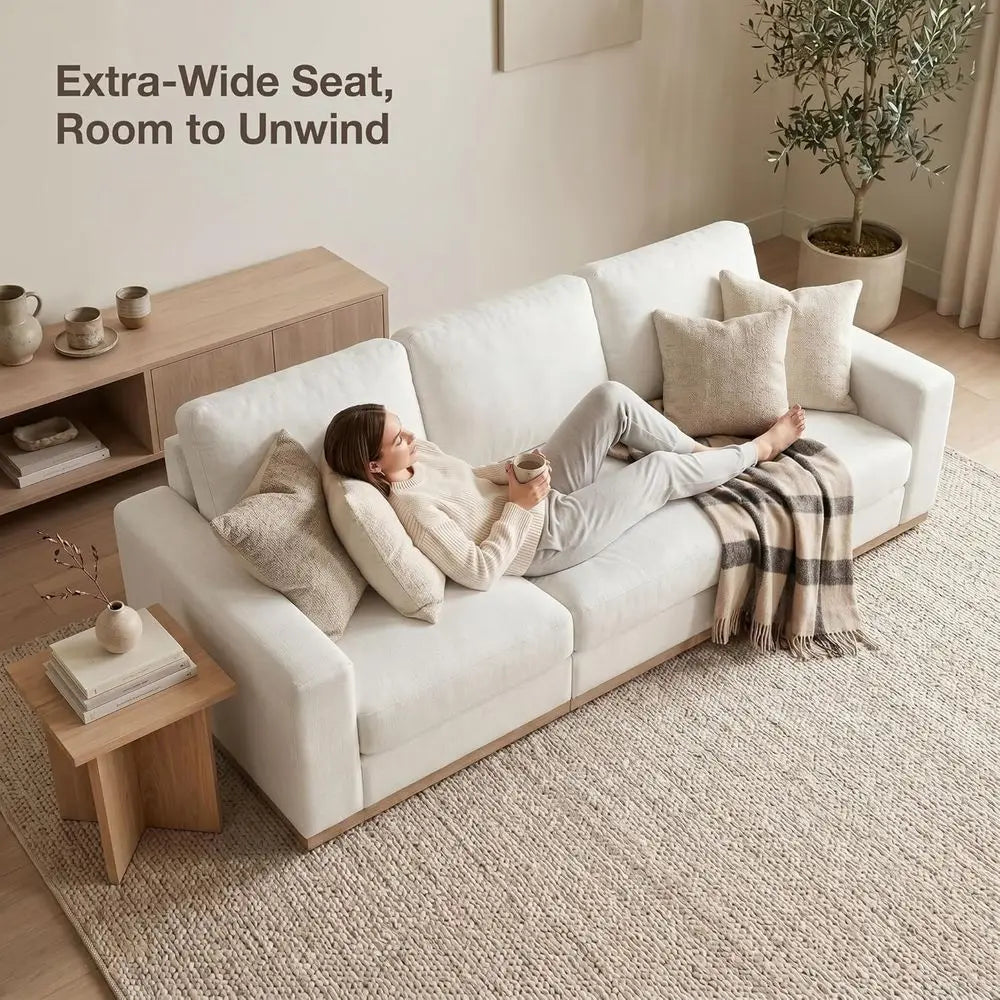 Deep Seat Chenille Sofa with Washable Covers
