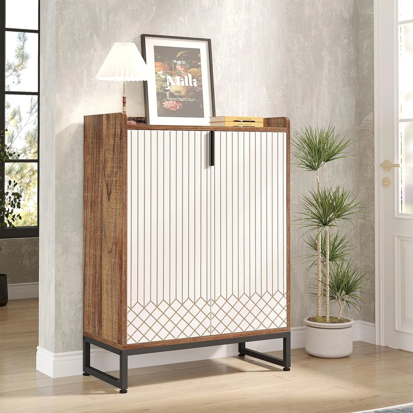 5-Tier Shoe Storage Cabinet with Doors