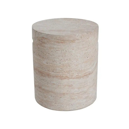 Concrete Side Table with Handles and Travertine Finish