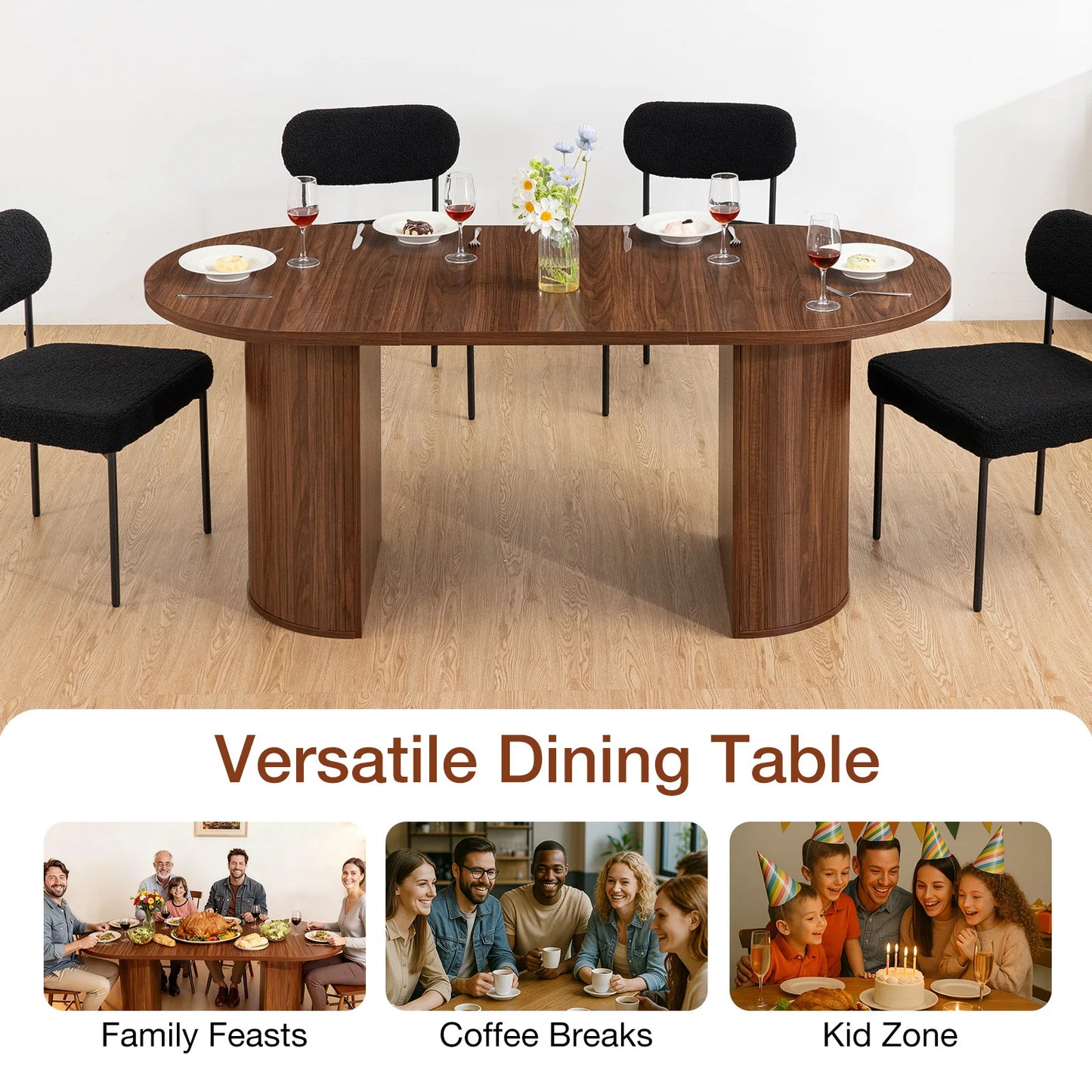 Oval Wood Dining Table for 6–8