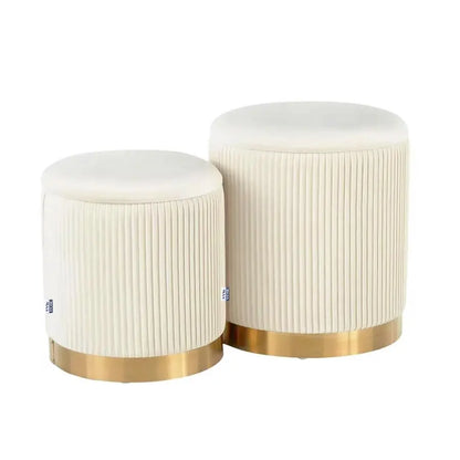 Velvet Storage Ottoman Set with Nested Space-Saving Design