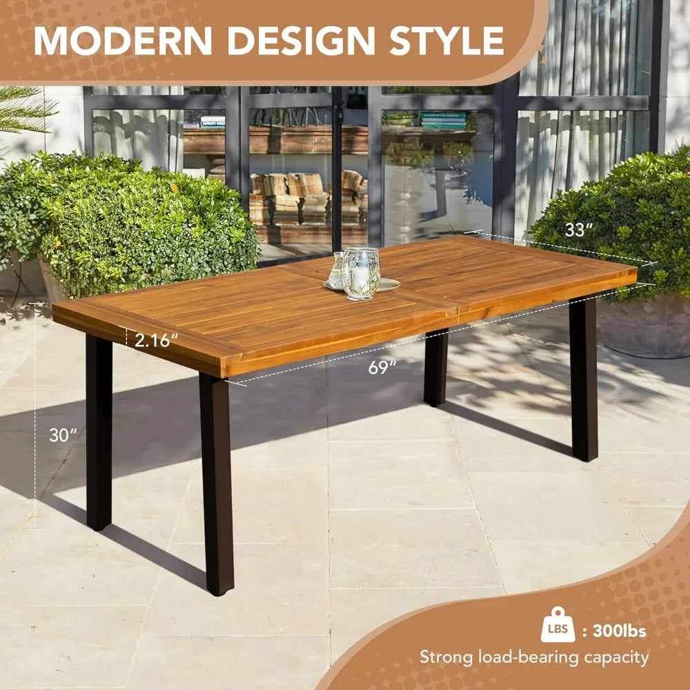 69" Solid Acacia Luxury Dining Table