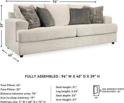 Chenille Queen Sofa Sleeper with Deep Seating and Pillows