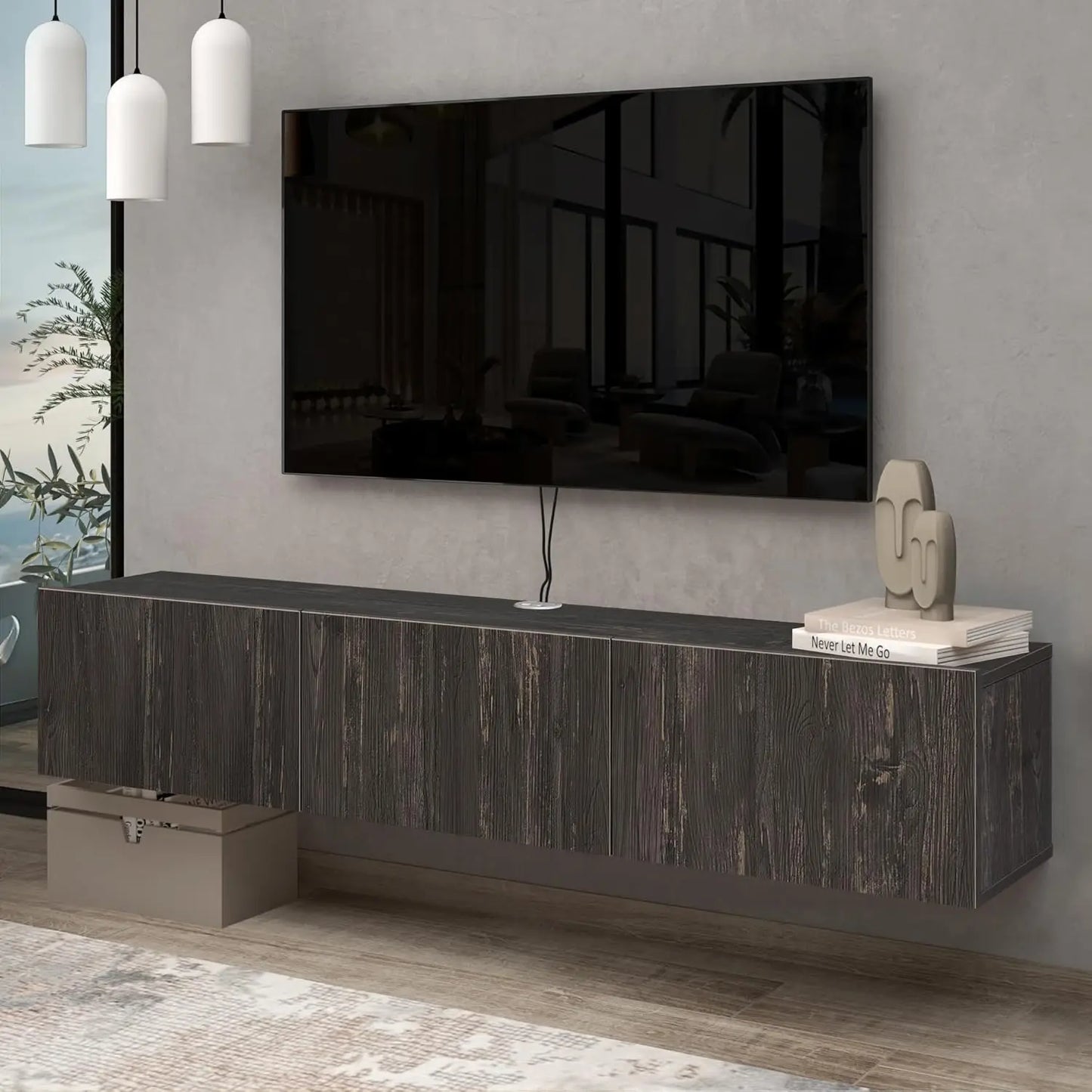 Floating TV Stand with Wall Mounted Storage