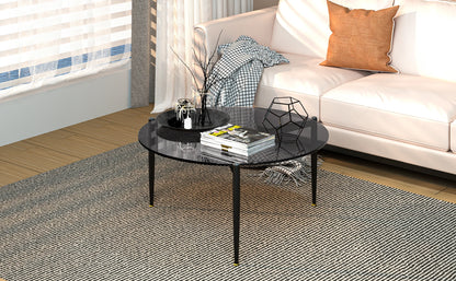 Tempered Glass Coffee Table with Metal Frame